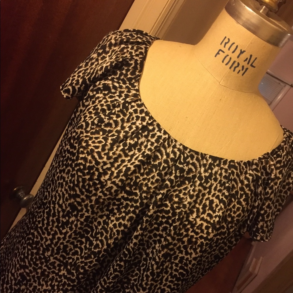 Leopard print silky pullover top, size S
